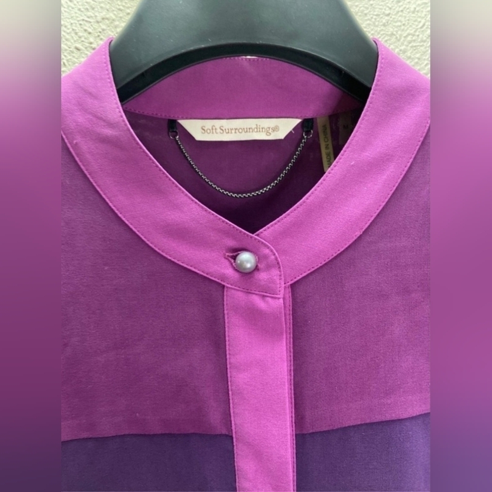 Soft Surroundings 100% Silk Colorful Elegance Button Down Top Size Large! - Picture 4 of 5